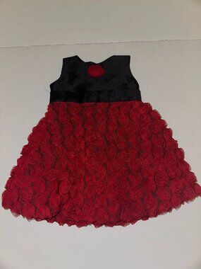 Wendy Bellissimo red & black 3D flower Dress Size 6 months